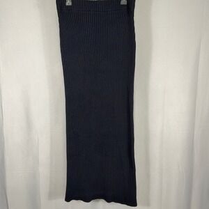 FP Beach Maxi Skirt Ribbed Knit Elastic‎ Waist Navy Blue Women Large